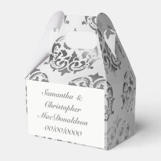 Silver grått-dammsugmönstret bröllop presentaskar