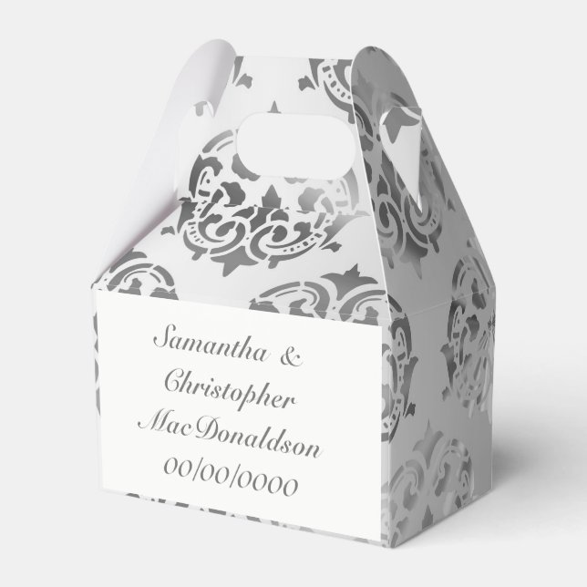 Silver grått-dammsugmönstret bröllop presentaskar (Baksidan Sidan)