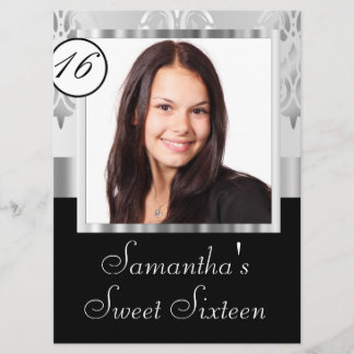 Silver grått-dämpare sweet sixteen inbjudningar