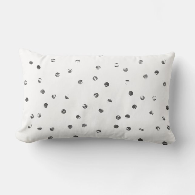 Silver Grått Dots White Rand Linjer-minimalism Lumbarkudde (Framsida)