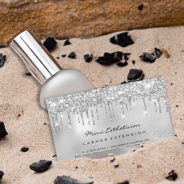 Silver Grått Dricks Glitter Eyelash Aftercare Make Visitkort (Skapare uppladdad)