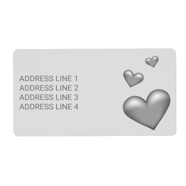 Silver Grått Färg Hjärtar med Anpassningsbar text Fraktsedel (Framsidan)