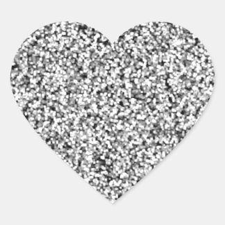 Silver Grått Faux Glitter Hjärtformat Klistermärke