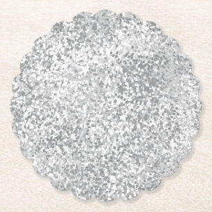 Silver Grått Faux Glitter Mönster Chic Underlägg Papper