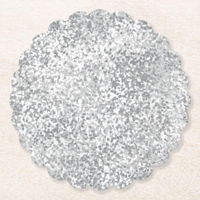 Silver Grått Faux Glitter Mönster Chic Underlägg Papper (Framsida)