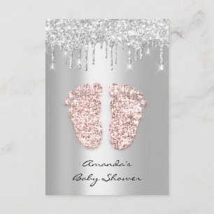 Silver Grått Flicka Boy Shower Feet Foot Drifts Inbjudningar