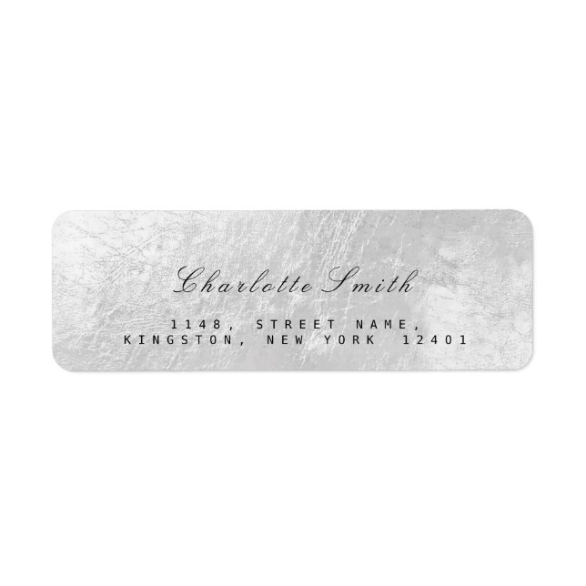 Silver Grått Foil Metall Returetiketter Returadress Etikett (Framsidan)