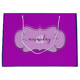 Silver Grått Framed Royal Monogram Namn Navy Rosa