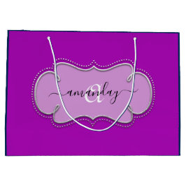 Silver Grått Framed Royal Monogram Namn Navy Rosa