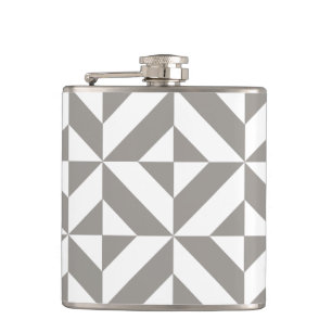 Silver Grått Geometric Deco Cube Mönster Fickplunta