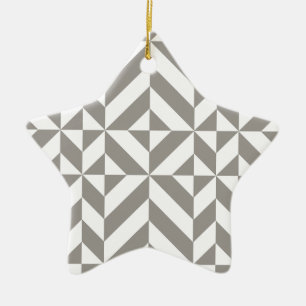 Silver Grått Geometric Deco Cube Mönster Julgransprydnad Keramik