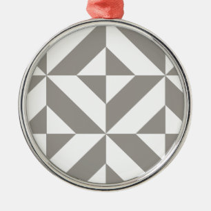 Silver Grått Geometric Deco Cube Mönster Julgransprydnad Metall