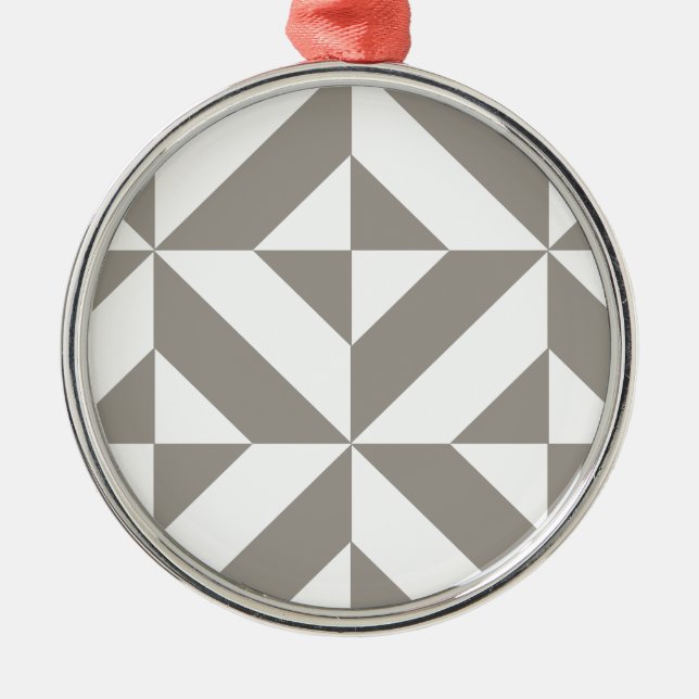Silver Grått Geometric Deco Cube Mönster Julgransprydnad Metall (Framsidan)