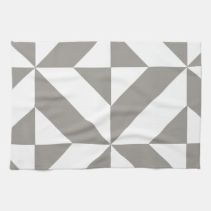 Silver Grått Geometric Deco Cube Mönster Kökshandduk