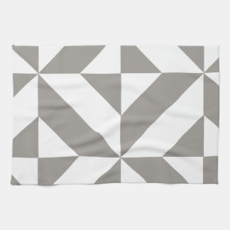 Silver Grått Geometric Deco Cube Mönster Kökshandduk