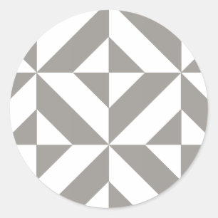 Silver Grått Geometric Deco Cube Mönster Runt Klistermärke