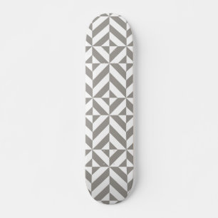 Silver Grått Geometric Deco Cube Mönster Skateboard Bräda 21,5 Cm