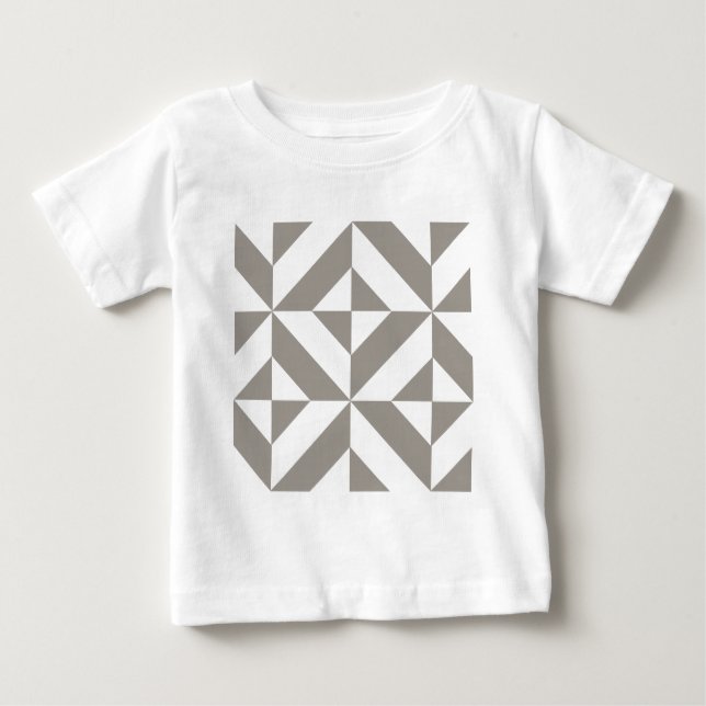 Silver Grått Geometric Deco Cube Mönster T-shirt (Framsida)