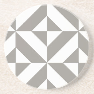 Silver Grått Geometric Deco Cube Mönster Underlägg Sandsten