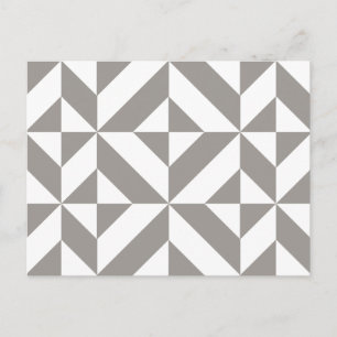 Silver Grått Geometric Deco Cube Mönster Vykort