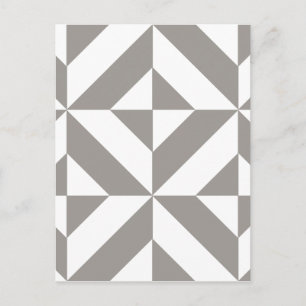 Silver Grått Geometric Deco Cube Mönster Vykort