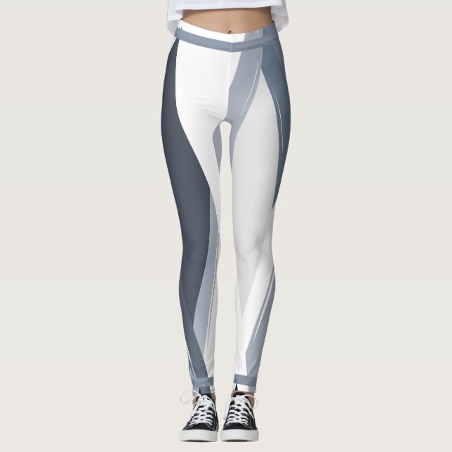Silver Grått Geometric Women's Leggings (Framsida)