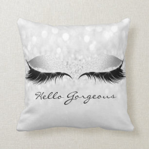 Silver Grått Girly Makeup Lash Hej Gorgous Kudde