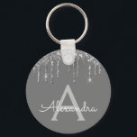 Silver Grått Girly Sparkly Glitter Monogram Nyckelring<br><div class="desc">Nyckelkedjan silver och kol-Grått (Grått) Faux Sparkly Glitter Elegant. Dessa nyckelkedjor kan anpassas så att de omfattar ditt första och första namn. De här giriga nyckelringarna gör underbara 16-årsjubileum,  möhippa,  bröllop,  25-årsjubileum eller bachelorette-fester eller gåvor.</div>