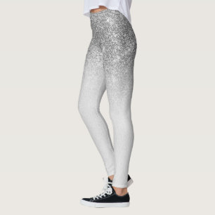 Silver Grått Glam Glitter Gnistra  Ombre Trendig Leggings
