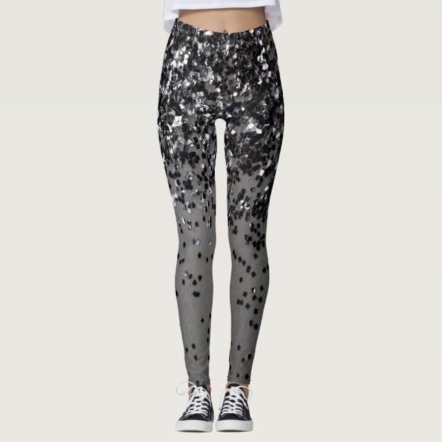 Silver Grått Glitter #4 (Faux Glitter) #shiny #art Leggings (Framsida)