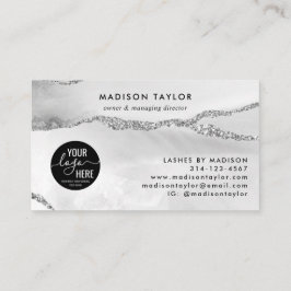 Silver Grått Glitter Agate Anpassningsbar Logotyp  Visitkort