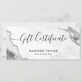 Silver Grått Glitter Agate Certificate Gift Card