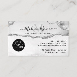 Silver Grått Glitter Anpassningsbar  Logotyp Agate Visitkort