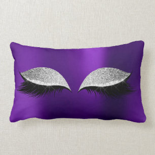 Silver Grått Glitter Black Glam make up Cat Lila Lumbarkudde
