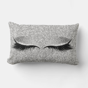 Silver Grått Glitter Black Glam Makeup Beauty Lumbarkudde