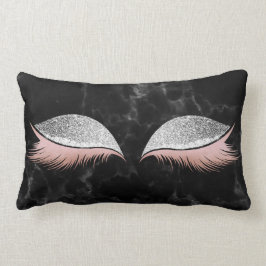 Silver Grått Glitter Black Glam Makeup Marble Blac Lumbarkudde