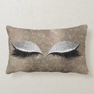 Silver Grått Glitter Black Glam Makup Guld Sequin Lumbarkudde