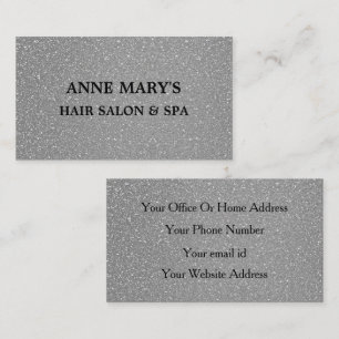 Silver Grått Glitter Black Hair Salon Spa Modern Visitkort