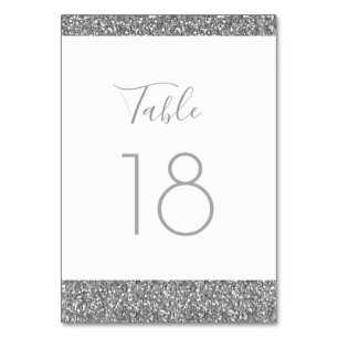 Silver Grått Glitter-Bordsnummer-platta kort