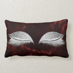Silver Grått Glitter Burgundy Makeup Marble Black Lumbarkudde