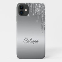 Silver Grått Glitter Drip Ombre Personlig