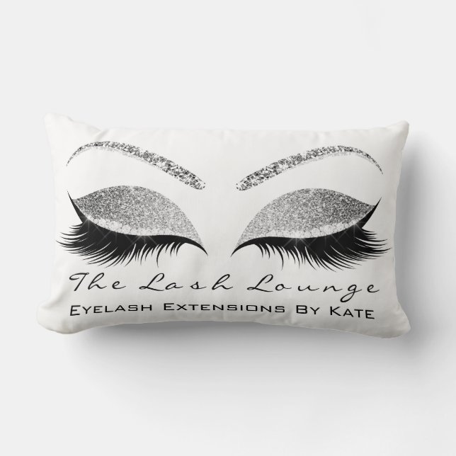 Silver Grått Glitter Glam Makeup Lash Beauty Lumbarkudde (Framsida)