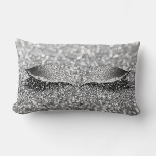 Silver Grått Glitter Lash Glam Makeup Monokroatic Lumbarkudde