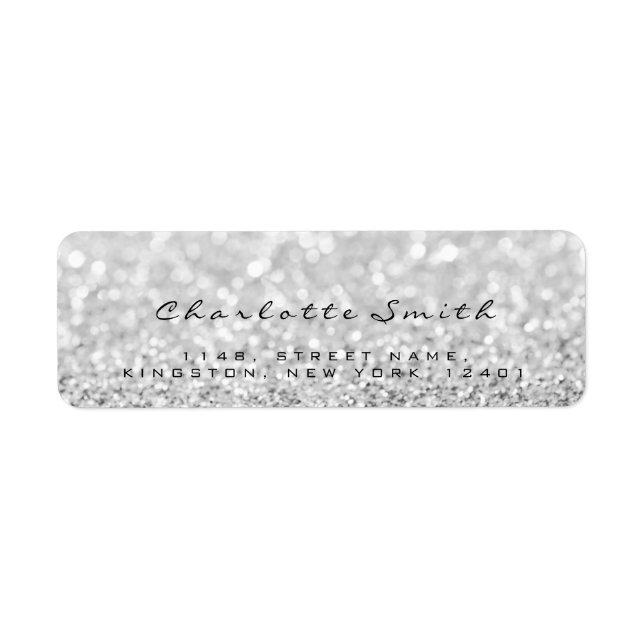 Silver Grått Glitter Returetiketter Returadress Etikett (Framsidan)
