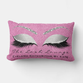 Silver Grått Glitter Rosa ros Makeup Öga Lash Lumbarkudde