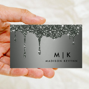 Silver Grått Glitter Struktur Visitkort