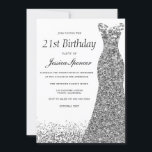 Silver Grått Glitter Womans 21:a födelsedag Party Inbjudningar<br><div class="desc">21:a födelsedag Se matchande artiklar i nisch- och boendebutiker i silver Grått Glitter</div>