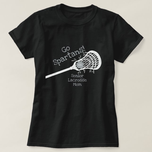 Silver Grått Go Team Lacrosse Mamma T Shirt (Design framsida)