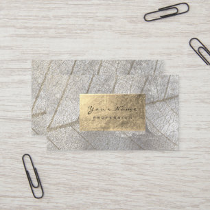 Silver Grått Gold Foil Botanical Cement Grungy Visitkort