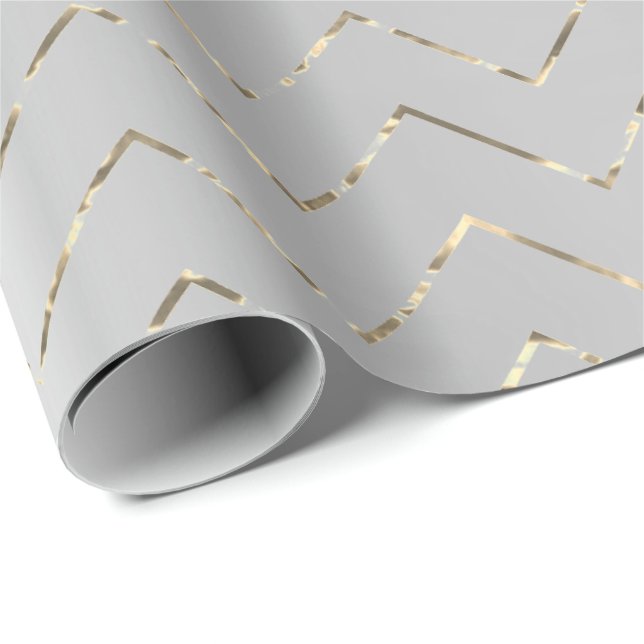 Silver Grått Graphite Metallic Foxier VIP Chevron Presentpapper (Rullad Hörn)